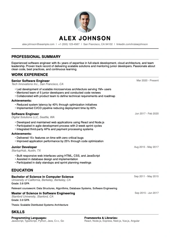 Free Traditional Resume Template - Classic and formal style - ATS-friendly professional resume design for job applications